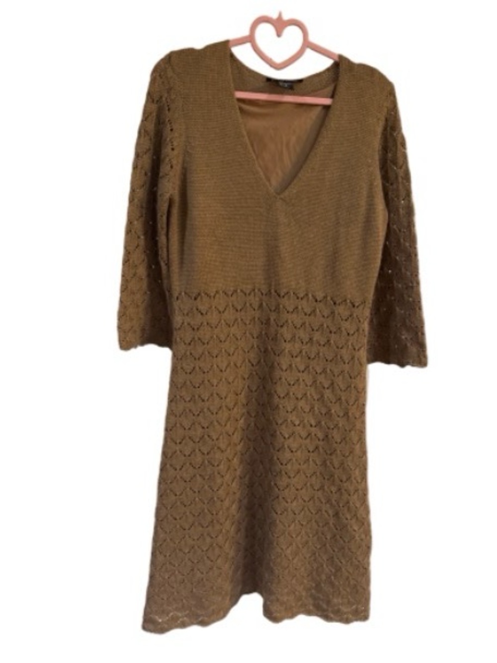 Boston Proper wool blend Knit Midi Dress in Brown